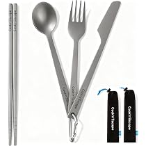 Amazon.co.jp: COOK'N'ESCAPE チタン カトラリーセット 4点 極厚2mm